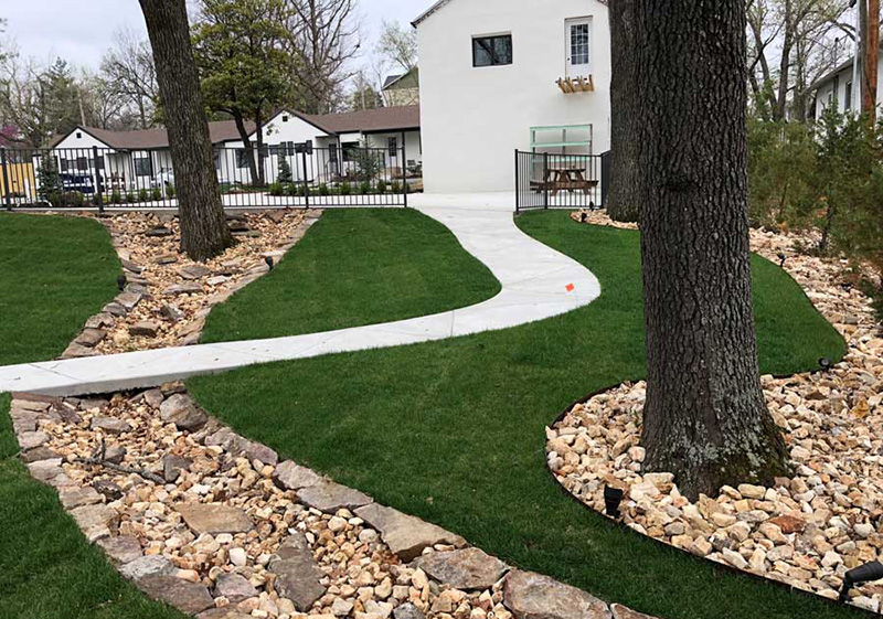 nicely landscaped residential yard